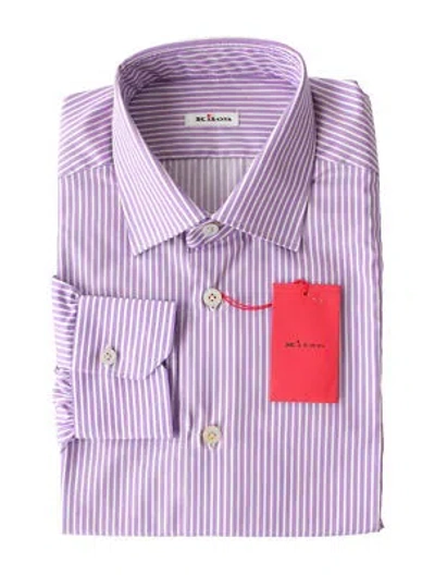 Pre-owned Kiton Purple Striped Cotton Shirt - Slim - (kt4272210)