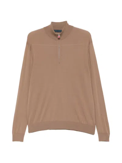 Kiton Quarter-zip Sweater In Brown