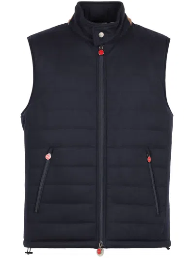 Kiton Quilted Gilet In Blue