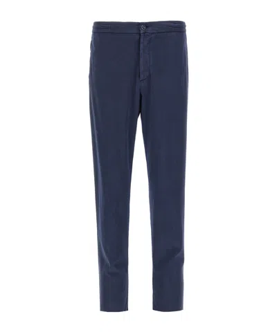 Kiton Rear Elastic Waist Casual Pants In Blue