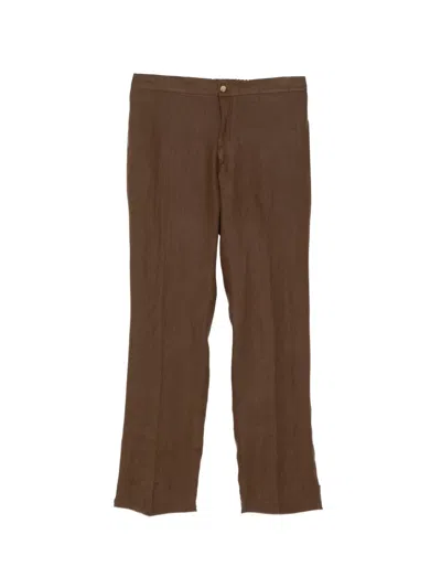 Kiton Rear Elasticated Waistband Straight-leg Trousers In Brown