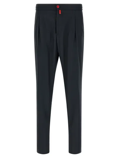Kiton Red Button Pants In Blue