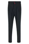 Kiton Red Button Pants In Blue
