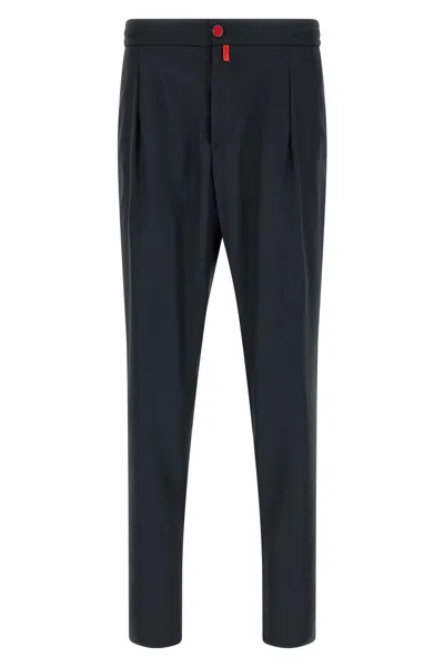 Kiton Red Button Pants In Blue