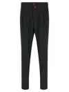 Kiton Red Button Pants In Black