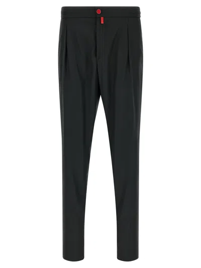 Kiton Red Button Pants In Black