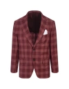 KITON RED CHECK WOOL CLASSIC BLAZER