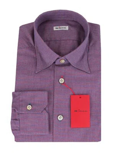 Pre-owned Kiton Red Micro-houndstooth Cotton Shirt - Slim - 15.5/39 - (kt11222314)