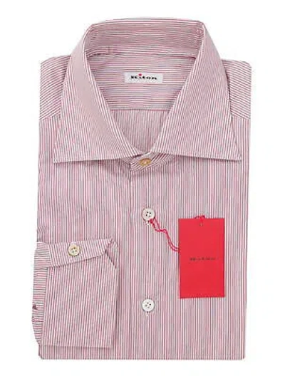 Pre-owned Kiton Red Striped Cotton Shirt - Slim - (kt12122327)