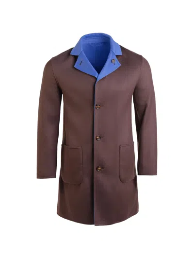 Kiton Reversible Cashmere Coat In Brown