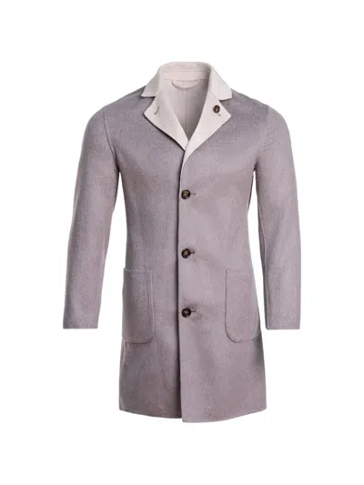 Kiton Reversible Cashmere Coat In Gray
