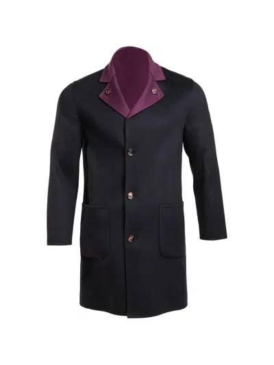 Kiton Reversible Cashmere Overcoat In Blue