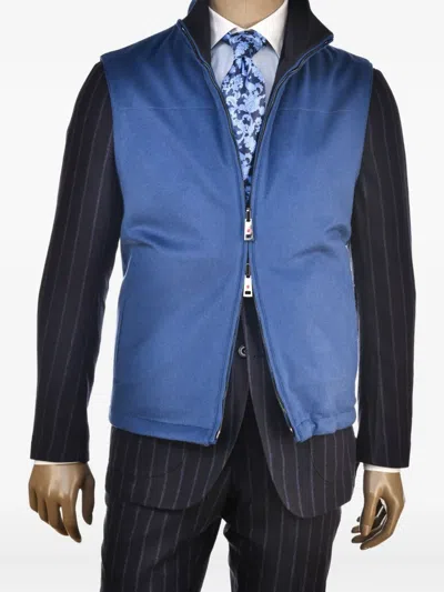 Kiton Reversible Cashmere Vest In Blue