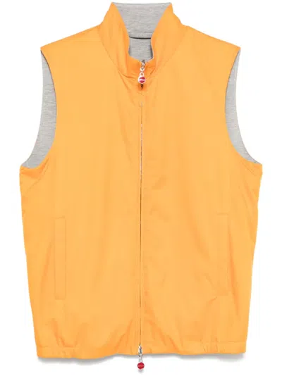 Kiton Reversible Gilet In Orange