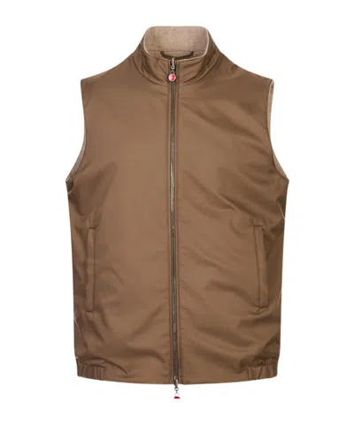 Kiton Reversible High-neck Vest In Brown