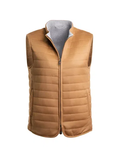 Kiton Reversible Quilted Vest In Brown