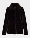 Kiton Reversible Sheep Shearling Coat In Brown