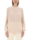 Kiton Cashmere-silk Lattice Knit Crewneck Sweater In Neutrals
