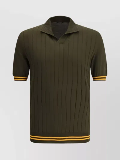 Kiton Ribbed Collar Cotton Polo Shirt