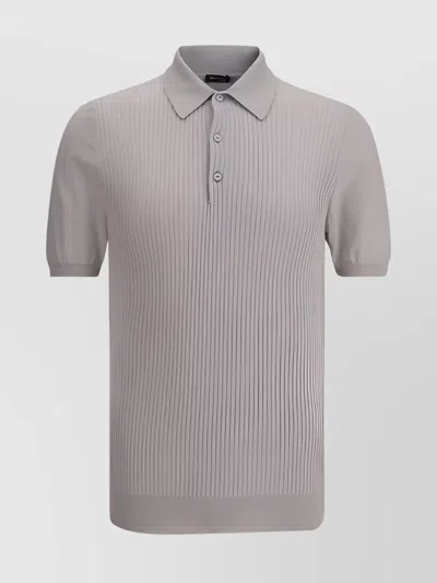 Kiton Ribbed Cotton Polo Sweater