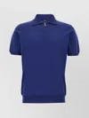 Kiton Ribbed Cuffs Polo Shirt With Short Sleeves In Blue