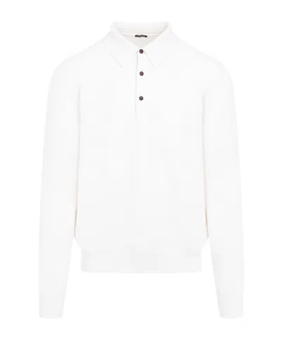 Kiton Ribbed Polo Shirt In White
