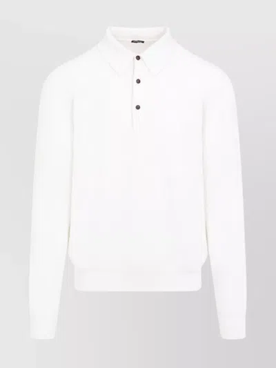 Kiton Cashmere Knit Polo Sweater In White