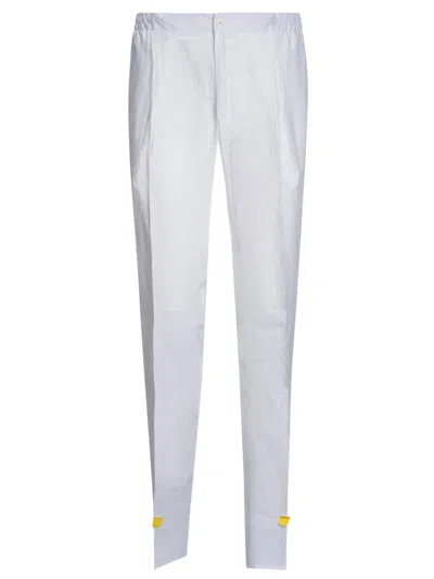 Kiton Ribbed Waist Buttoned Trousers In White
