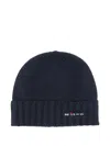 Kiton Ribbed Wool Beanie In Blue