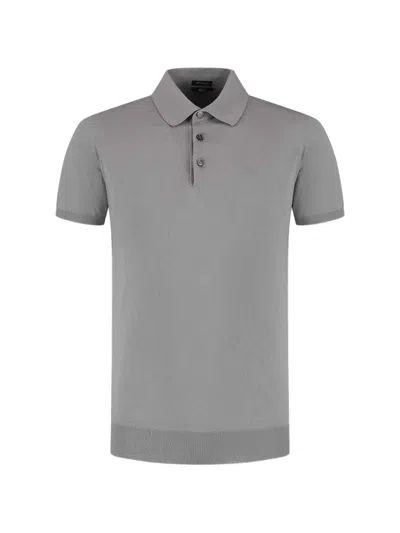Kiton Ribbed-hem Polo Shirt In Gray
