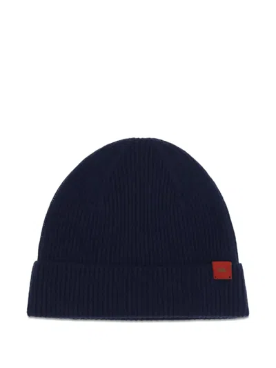 Kiton Ribbed-knit Beanie Hat In Blue