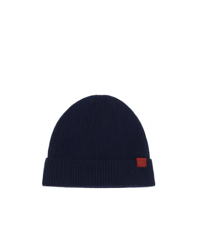 Kiton Ribbed-knit Beanie Hat In Blue
