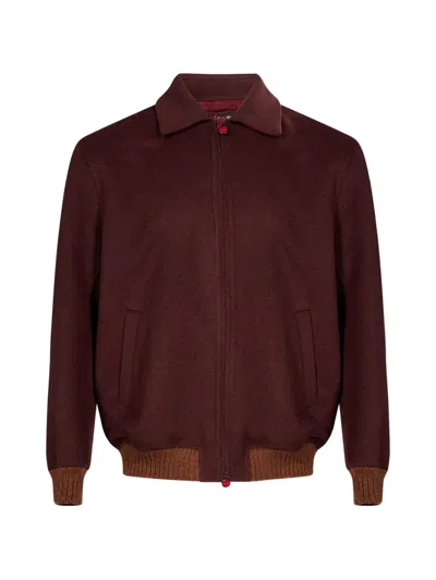 Kiton Ribbed-trim Zip-up Jacket In Multi