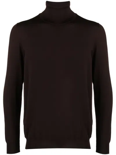 Kiton Roll-neck Fine-knit Jumper In Brown