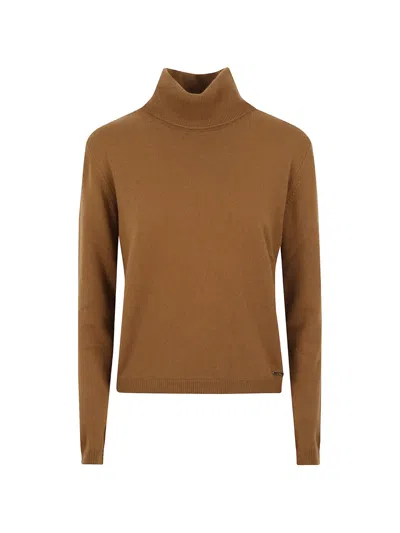 Kiton Roll-neck Knitted In Brown