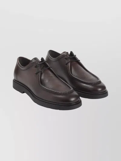 KITON ROUND TOE LACE-UP SHOES WITH RUBBER SOLE