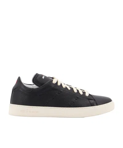 Kiton Round Toe Lace-up Sneakers In Black