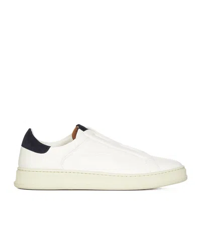 Kiton Round Toe Slip-on Sneakers In White