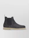 Kiton Round Toe Suede Finish Ankle Boot In Gray