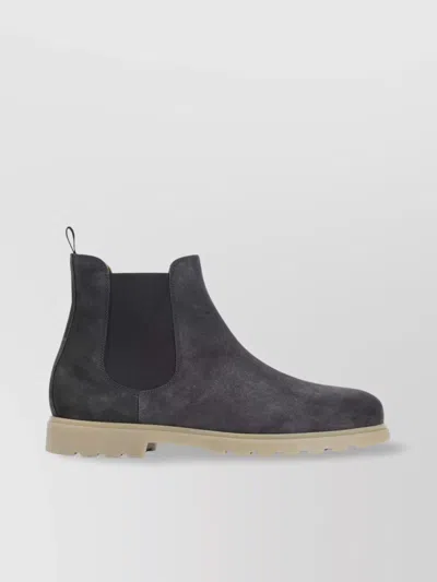 KITON ROUND TOE SUEDE FINISH ANKLE BOOT