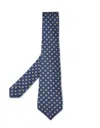 KITON ROYAL BLUE TIE WITH FLORAL PATTERN