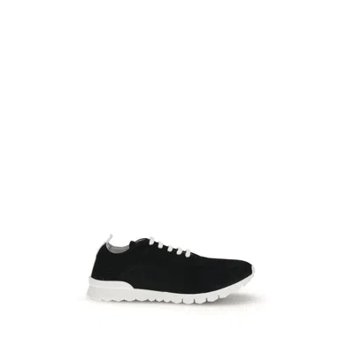 Kiton Perforated Fabric Slip-on Sneakers In Nero
