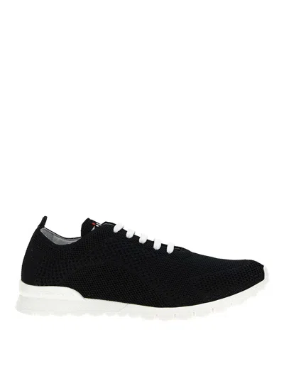 Kiton Perforated Fabric Slip-on Sneakers In Nero