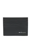 Kiton Saffiano Leather Card Holder In Black