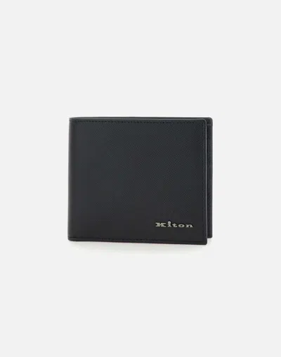 Kiton Saffiano Print Leather Wallet In Black