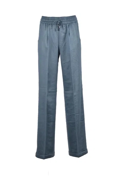 Kiton Sage Green Straight-leg Trousers In Gray