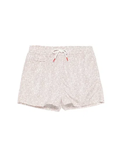 Kiton Sand Floral Print Swim Shorts In Brown