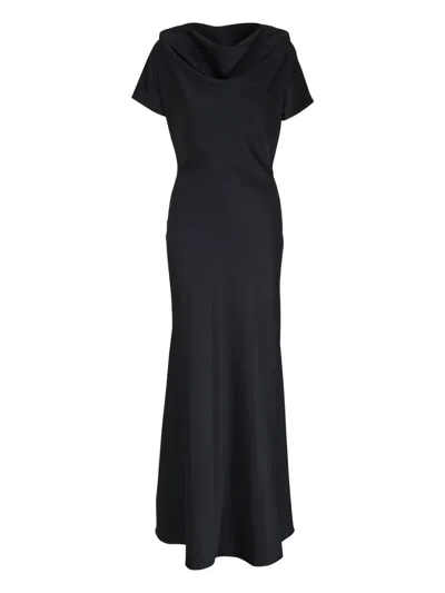 Kiton Satin Maxi Dress In Black