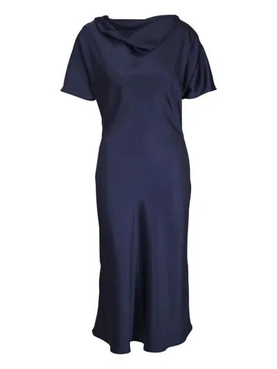 Kiton Satin Mini Dress In Blue