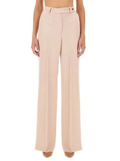 Kiton Satin Trousers Wide Leg Pockets In Pink